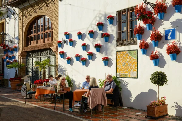Marbella Spain January 2022 People Drinking Restaurant Front City Hall — Stock Photo, Image