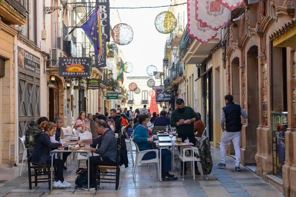 Ronda Spanje Januari 2022 Mensen Die Eten Een Restaurant Ronda — Stockfoto
