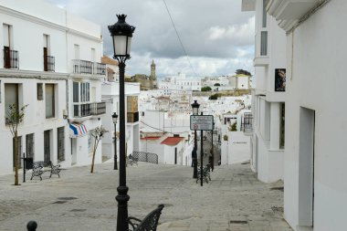 Vejer de la Frontera, İspanya - 29 Aralık 2021: İspanya 'nın Vejer de la Frontera kasabasında