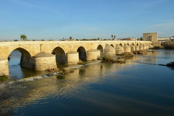 Παλιά Ρωμαϊκή Γέφυρα Στην Κόρδοβα Της Ανδαλουσίας Στην Ισπανία — Φωτογραφία Αρχείου