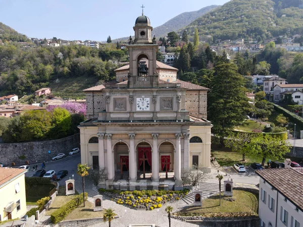 Vista Drone Igreja Mendrisio Suíça — Fotografia de Stock