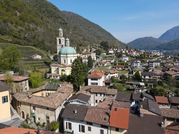 Drone View Riva San Vitale Italian Part Switzerland — Stock Photo, Image