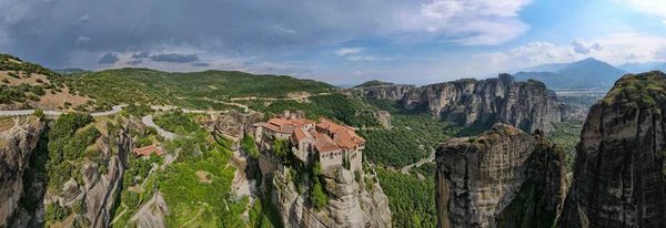 Drone Vista Monastero Meteore Grecia — Foto Stock