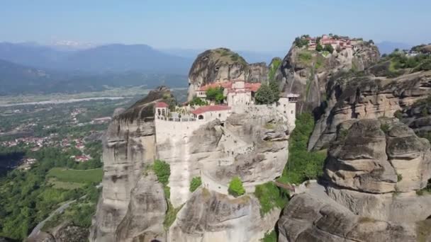 Widok Drona Klasztorze Meteore Grecji — Wideo stockowe