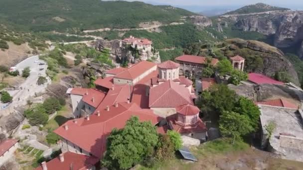 Drohnen Blick Auf Das Kloster Von Meteore Auf Griechenland — Stockvideo