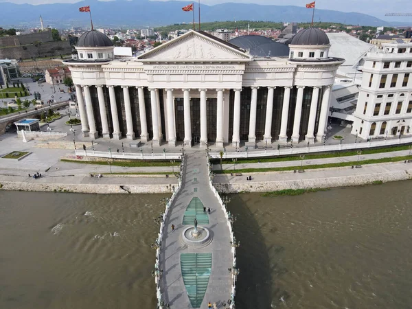 位于马其顿斯科普里中心的无人机视图 — 图库照片