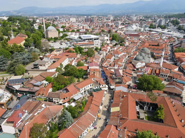 Uitzicht Drone Het Centrum Van Skopje Macedonië — Stockfoto