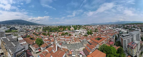 Беспилотный Вид Центре Скопье Мацедонию — стоковое фото