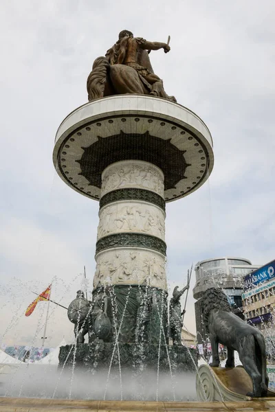 Het Reuzenbeeld Van Alexander Grote Skopje Macedonië — Stockfoto