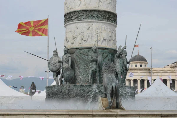 Die Riesige Statue Alexanders Des Großen Skopje Auf Mazedonien — Stockfoto