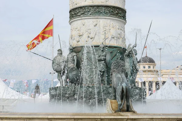 Γιγάντιο Άγαλμα Του Μεγάλου Αλεξάνδρου Στα Σκόπια — Φωτογραφία Αρχείου