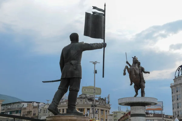 Skopje Macedonia Mayo 2022 Estatuas Plaza Macedonia Skopje Macedonia — Foto de Stock