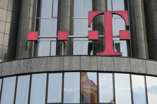 Telekom Hirdetés Aláírás Szkopjéban Macedóniában — Stock Fotó