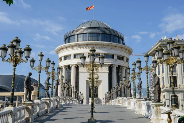 Skopje Macédoine Mai 2022 Statues Sur Pont Art Skopje Macédoine — Photo