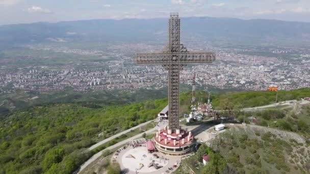 Drone View Skopje Mount Vodno Macedonia — стокове відео
