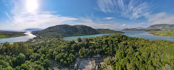 Vista Drone Sítio Arqueológico Romano Butrinto Albânia — Fotografia de Stock