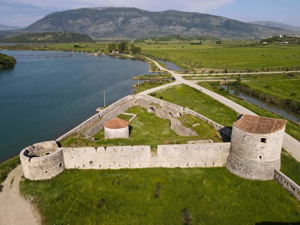 Drone Vista Sulla Fortezza Butrinto Albania — Foto Stock