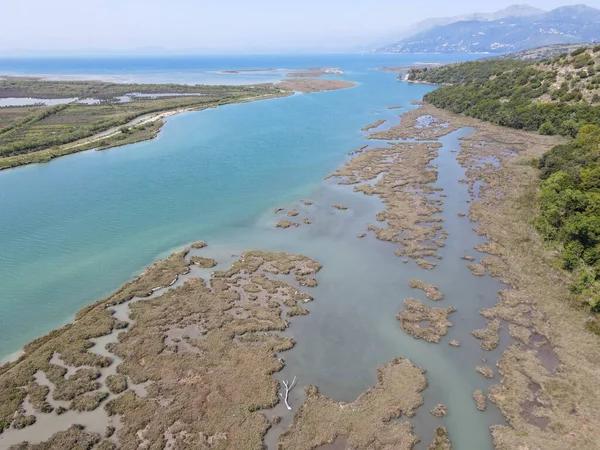 Pohled Dron Kanálu Vivari Butrinto Albánii — Stock fotografie
