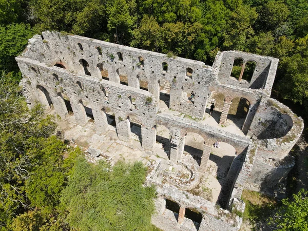 Drönare Syn Den Romerska Arkeologiska Platsen Butrinto Albanien — Stockfoto