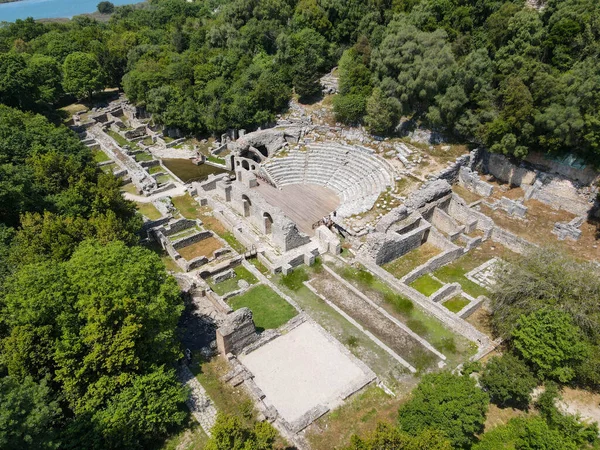 Romen Arkeoloji Sahası Butrinto Nun Arnavutluk Taki Insansız Hava Aracı — Stok fotoğraf