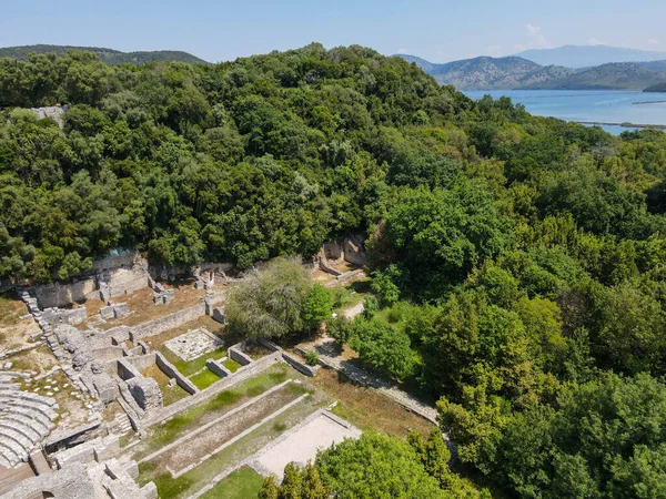 Drone Uitzicht Romeinse Archeologische Site Van Butrinto Albanië — Stockfoto