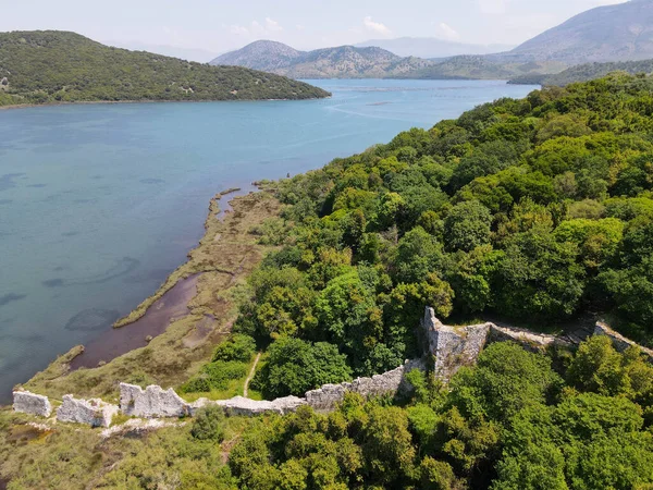 Widok Drona Rzymskie Stanowisko Archeologiczne Butrinto Albanii — Zdjęcie stockowe