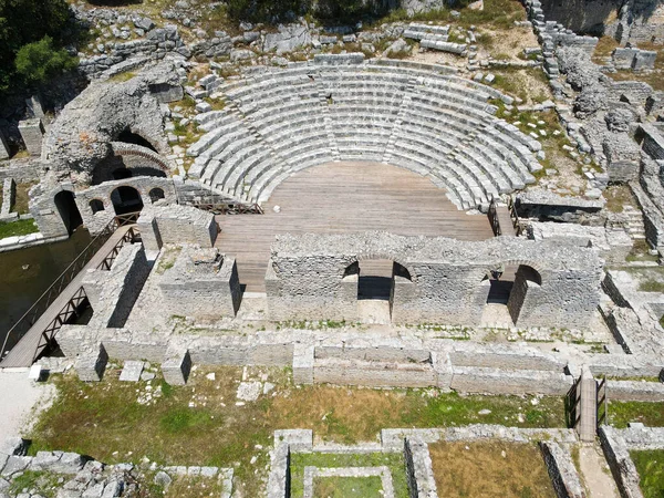 Drohnenblick Auf Die Römische Ausgrabungsstätte Butrinto Albanien — Stockfoto