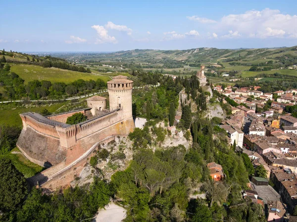 Vedere Drona Satul Istoric Brisighella Din Italia — Fotografie, imagine de stoc