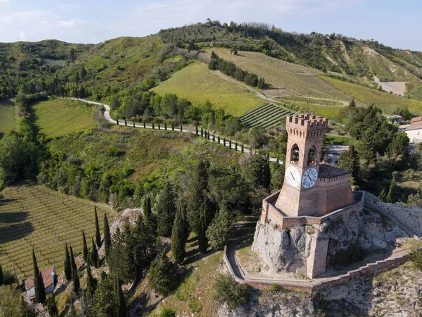 Drone View Clocktower Brisighella Italy — Stock Photo, Image