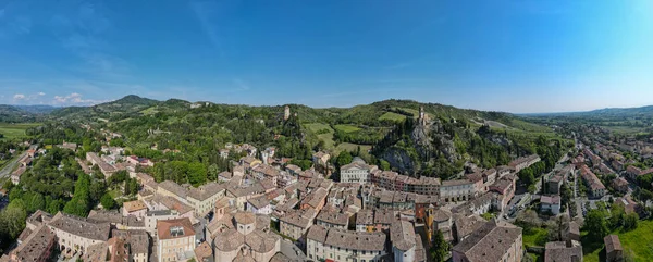 Vista Drone Aldeia Histórica Brisighella Itália — Fotografia de Stock