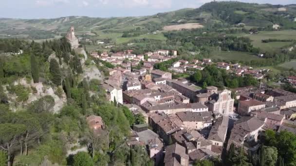 Drohnenblick Auf Das Historische Dorf Brisighella Italien — Stockvideo