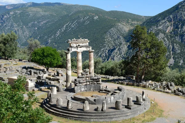 Θέα Στον Αρχαιολογικό Χώρο Της Δελφής Στην Ελλάδα — Φωτογραφία Αρχείου