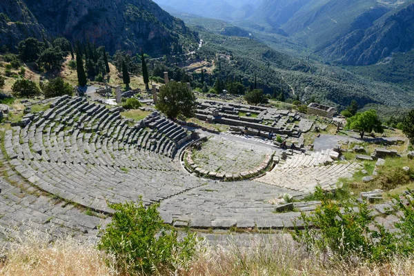 Pohled Archeologické Naleziště Delfi Řecku — Stock fotografie