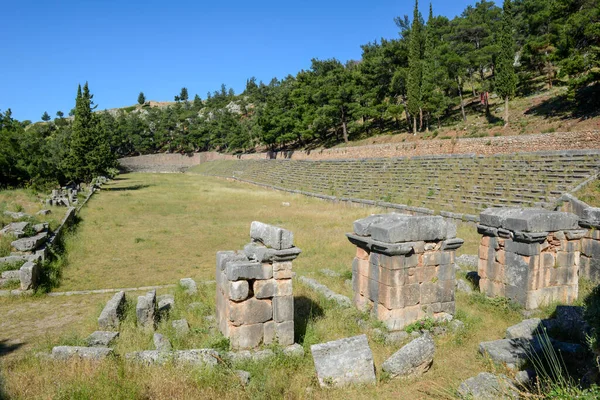 Vista Sítio Arqueológico Delfi Grécia — Fotografia de Stock