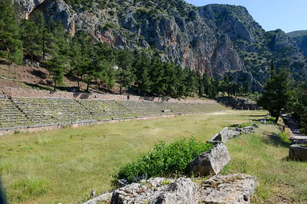 Θέα Στον Αρχαιολογικό Χώρο Της Δελφής Στην Ελλάδα — Φωτογραφία Αρχείου