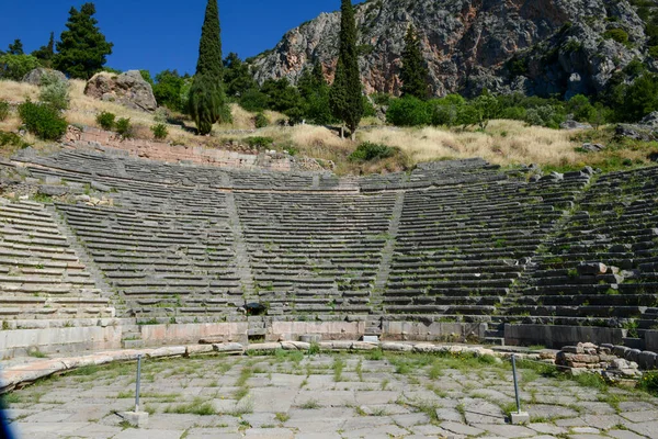 Vue Sur Site Archéologique Delfi Sur Grèce — Photo