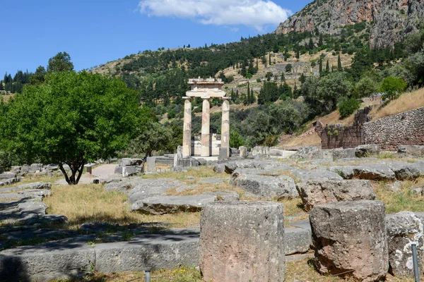 Θέα Στον Αρχαιολογικό Χώρο Της Δελφής Στην Ελλάδα — Φωτογραφία Αρχείου