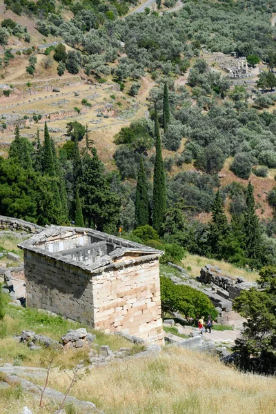 Widok Stanowisko Archeologiczne Delfi Nad Grecją — Zdjęcie stockowe