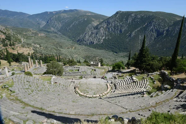 Vue Sur Site Archéologique Delfi Sur Grèce — Photo