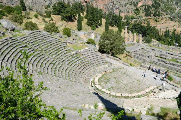 Θέα Στον Αρχαιολογικό Χώρο Της Δελφής Στην Ελλάδα — Φωτογραφία Αρχείου