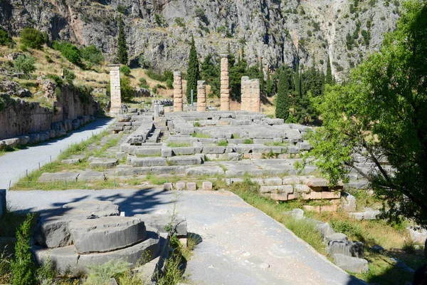 Θέα Στον Αρχαιολογικό Χώρο Της Δελφής Στην Ελλάδα — Φωτογραφία Αρχείου