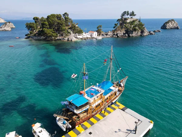 希腊帕尔加 2022年5月17日 Drone在希腊旅游村帕尔加的观景 — 图库照片