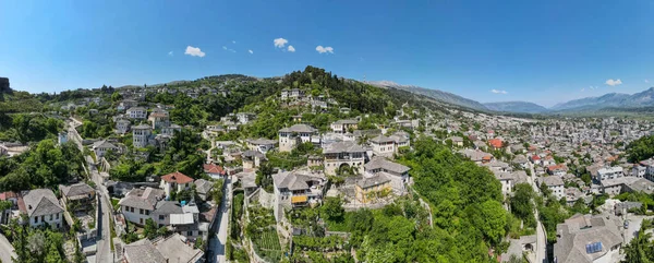 Drone Uitzicht Stad Gjirokastra Albanië Unesco Werelderfgoed — Stockfoto