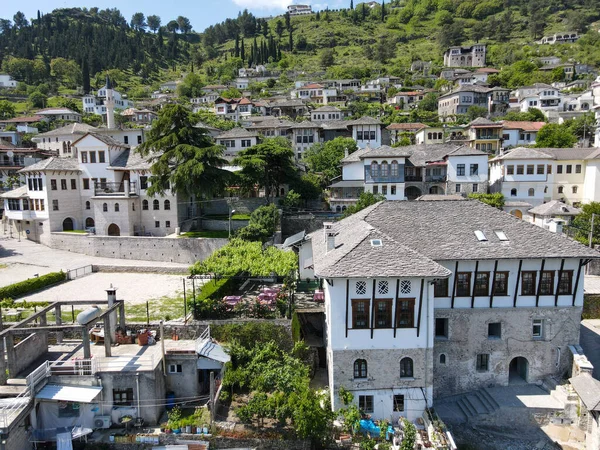 Drone Uitzicht Stad Gjirokastra Albanië Unesco Werelderfgoed — Stockfoto