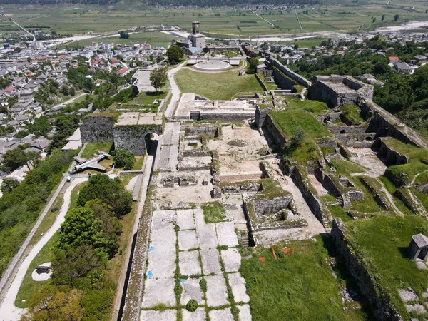 Vista Del Dron Ciudad Gjirokastra Albania Patrimonio Humanidad Unesco —  Fotos de Stock