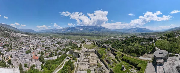 Vista Del Dron Ciudad Gjirokastra Albania Patrimonio Humanidad Unesco — Foto de Stock