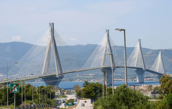 Ponte Suspensa Rio Perto Patras Grécia — Fotografia de Stock