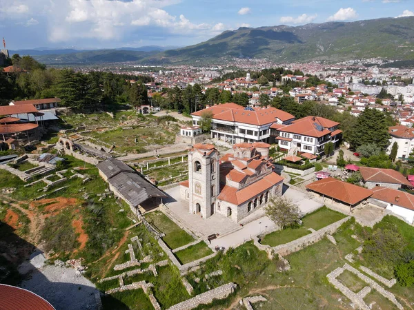 Makedonya Daki Ohri Aziz Clement Manastırında Insansız Hava Aracı Görüşü — Stok fotoğraf