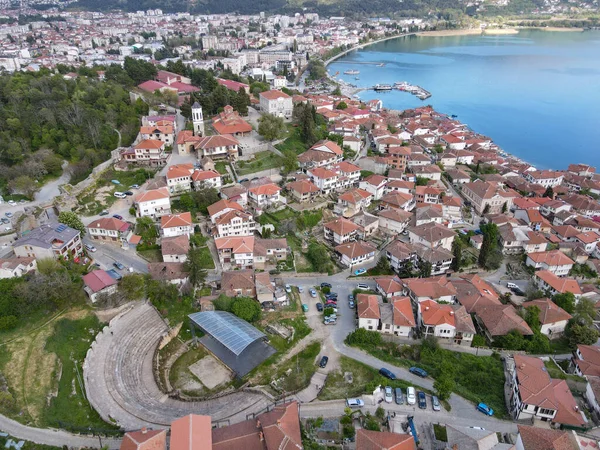 Vista Del Dron Ciudad Ohrid Macedonia — Foto de Stock