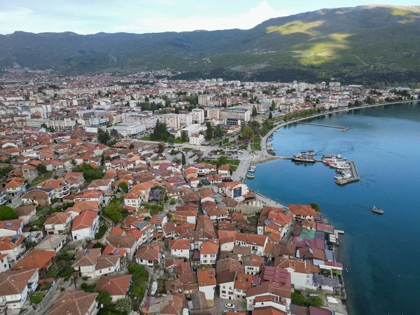 Vue Par Drone Sur Ville Ohrid Macédoine — Photo
